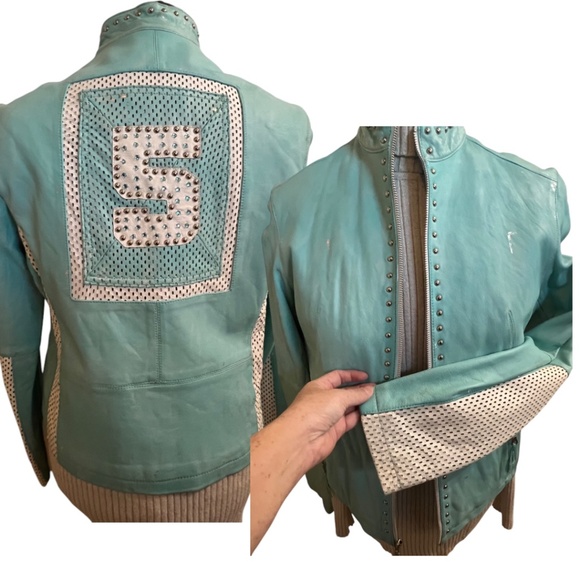 Wilsons Leather Jackets & Blazers - Wilsons Leather Moto Race Jacket Genuine Vintage XL Soft Studs Rhinestones